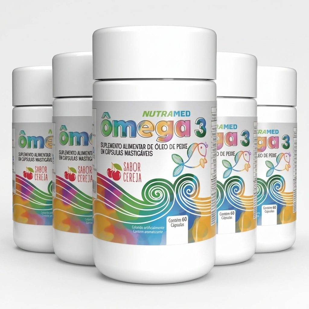 Ômega 3 Jr | 60 Cápsulas mastigáveis sabor cereja