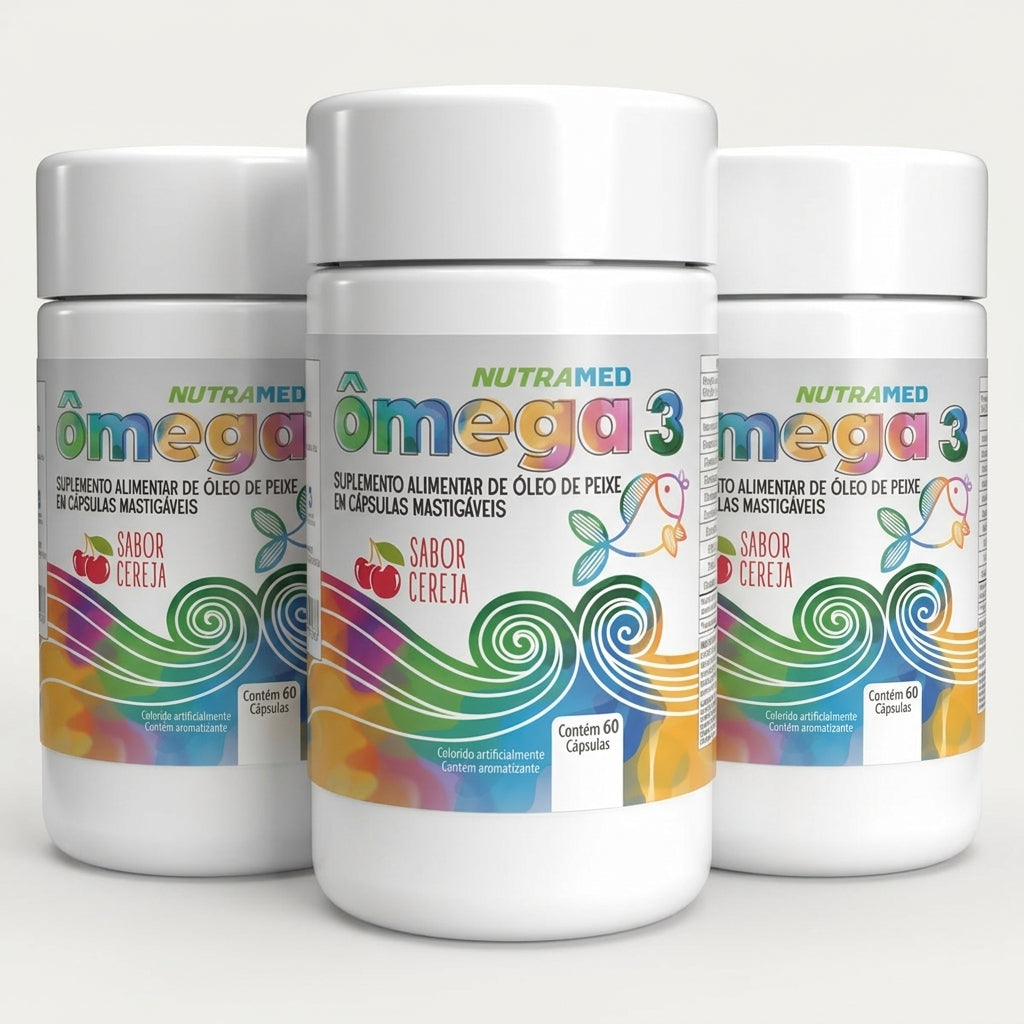 Ômega 3 Jr | 60 Cápsulas mastigáveis sabor cereja
