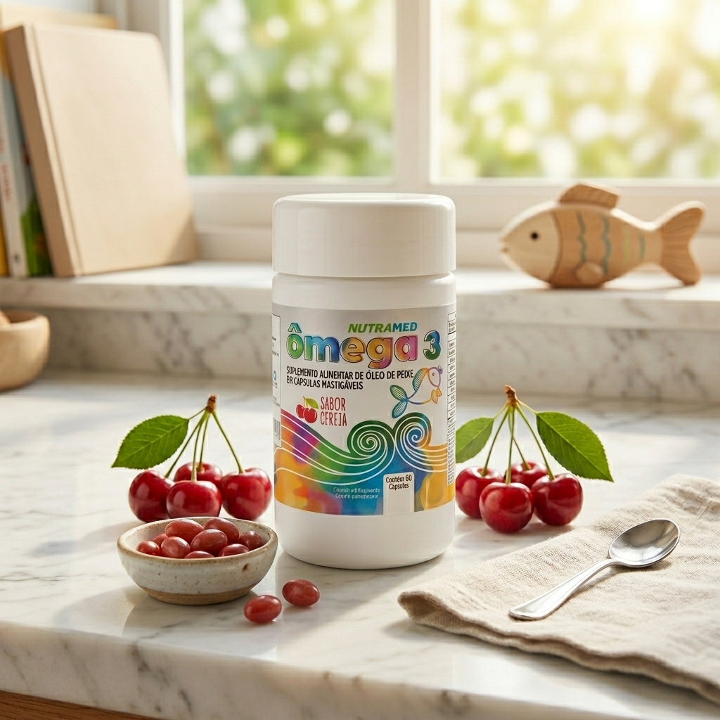 Ômega 3 Jr | 60 Cápsulas mastigáveis sabor cereja