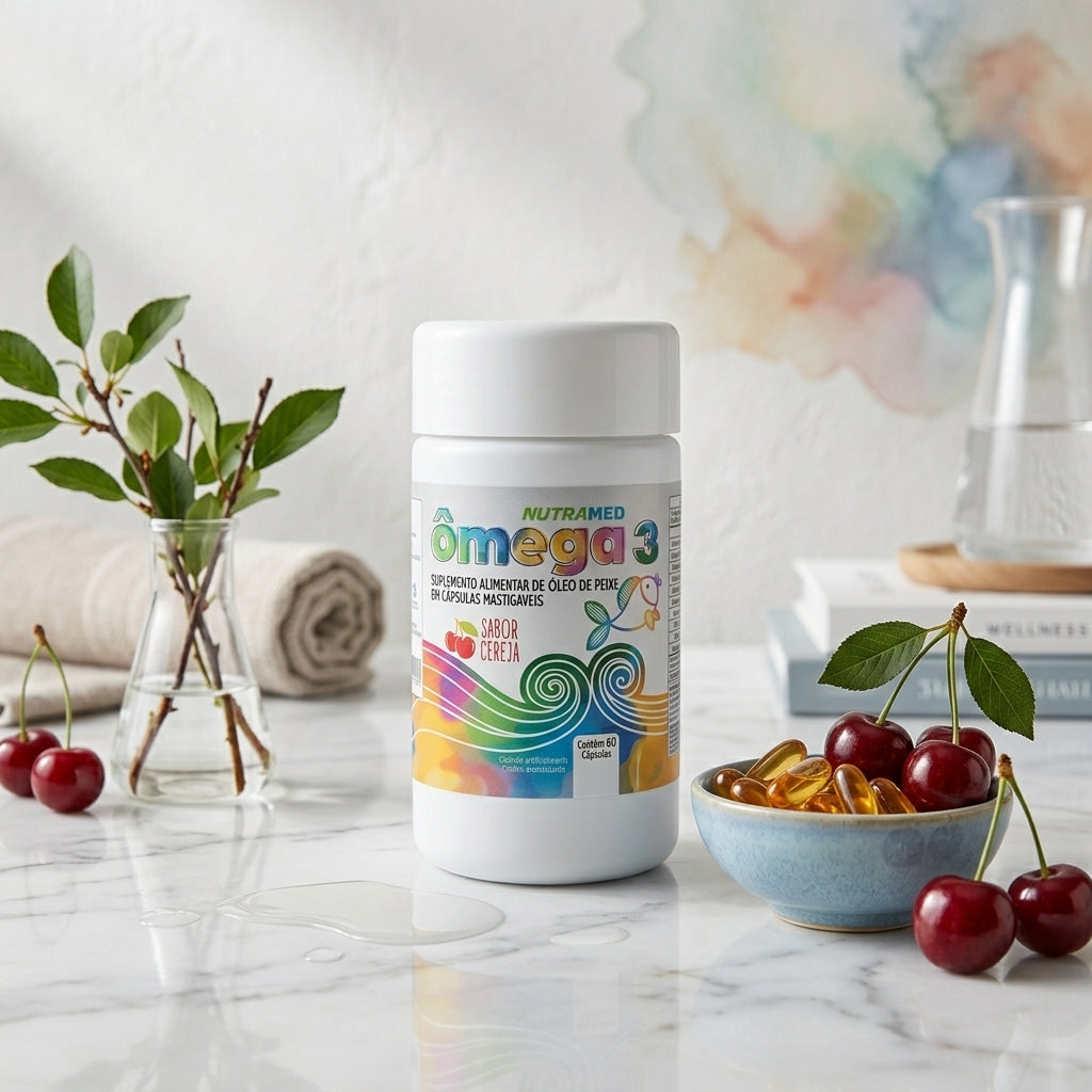 Ômega 3 Jr | 60 Cápsulas mastigáveis sabor cereja