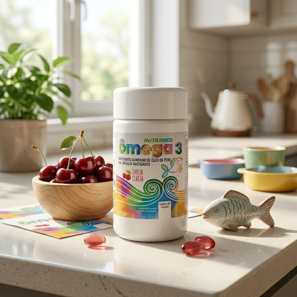 Ômega 3 Jr | 60 Cápsulas mastigáveis sabor cereja