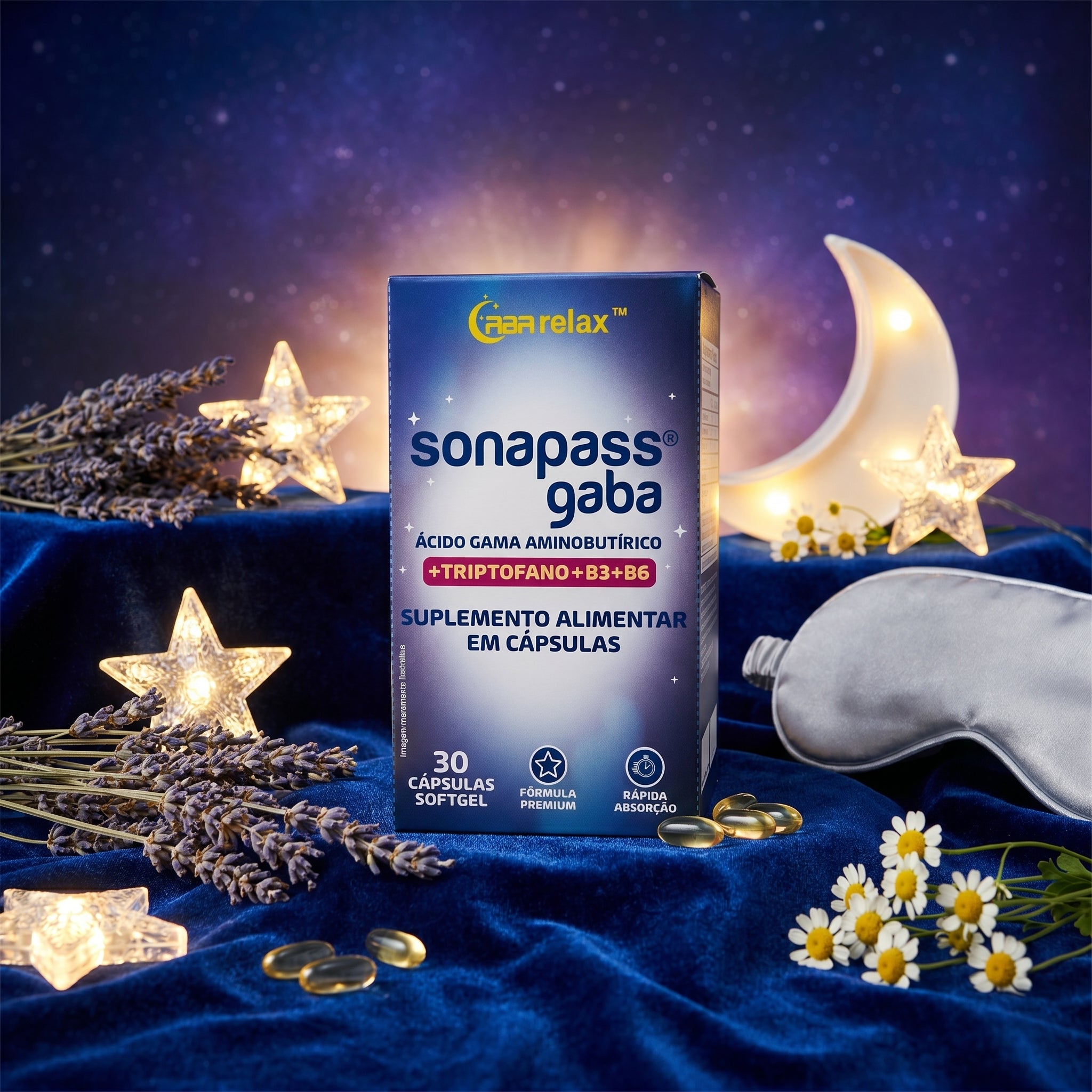 Sonapass Gaba (Ácido Gama Aminobutírico + Triptofano + B3 + B6) | 30 Cápsulas