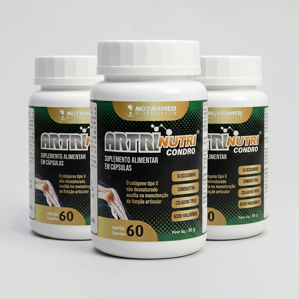 Artrinutri Condro (Colágeno Tipo II + Condroitina + Glucosamina + Ácido Hialurônico) | 60 Cápsulas