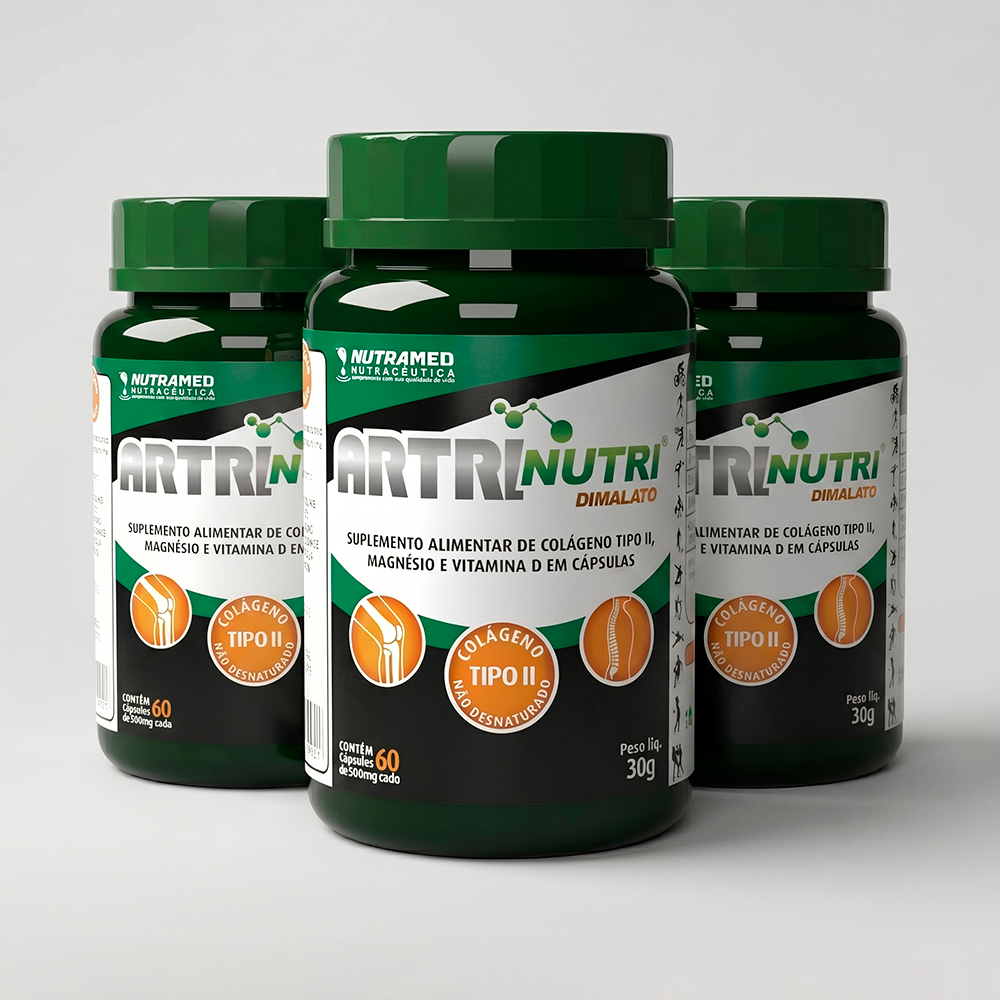 Artrinutri Dimalato - Colágeno Tipo II + Magnésio Dimalato + Vit D3 | 60 Cápsulas