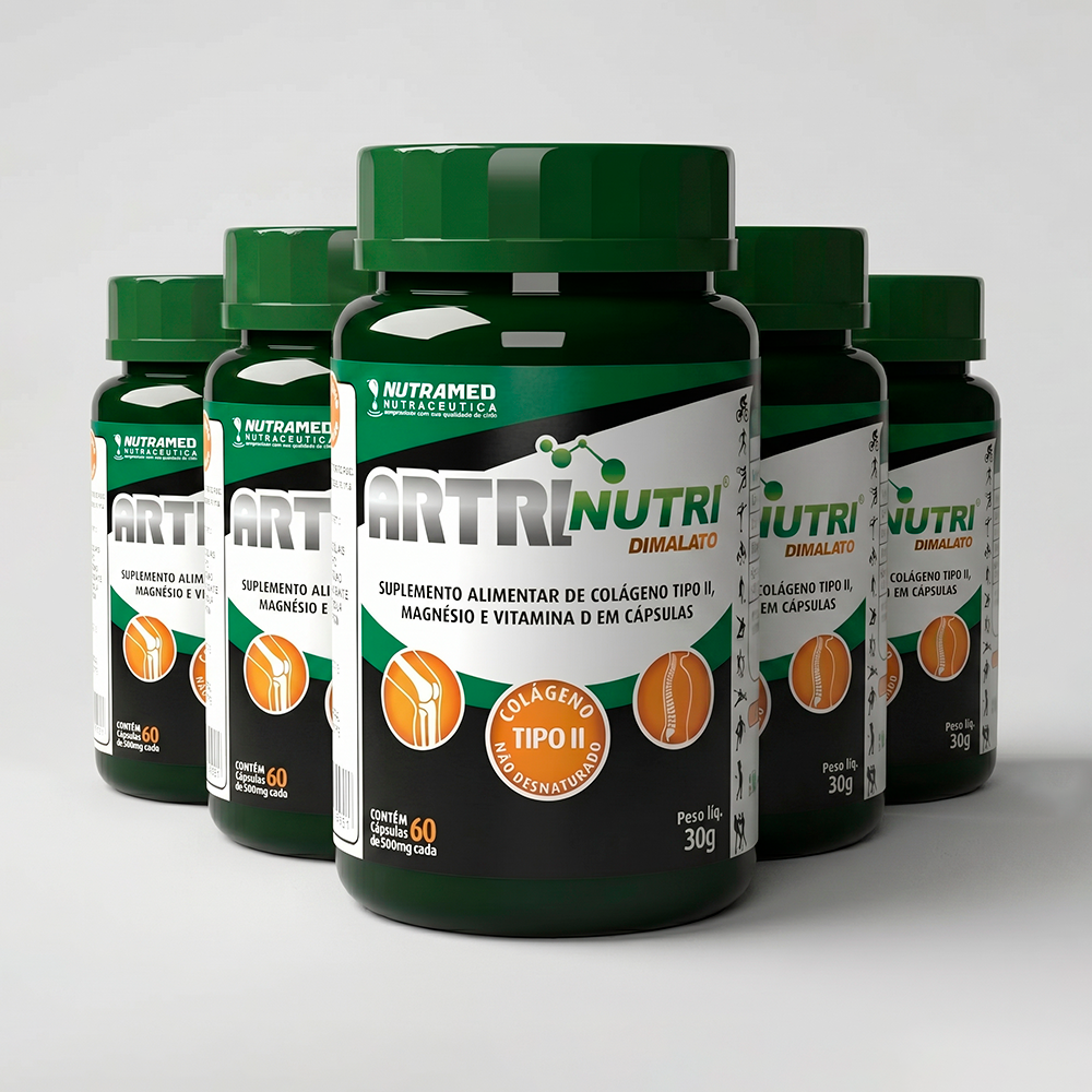 Artrinutri Dimalato - Colágeno Tipo II + Magnésio Dimalato + Vit D3 | 60 Cápsulas