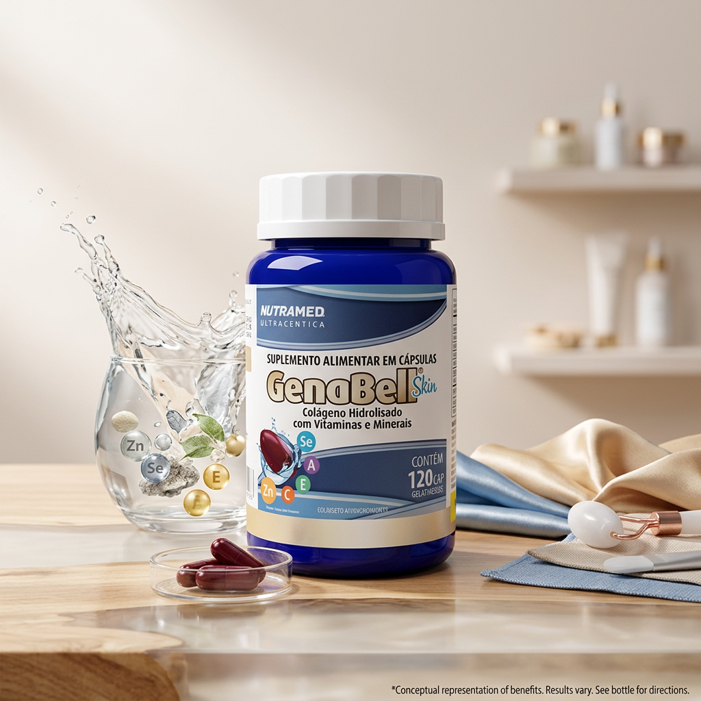 Genabell Skin Colágeno Hidrolisado + Vitaminas e Minerais | 120 cápsulas