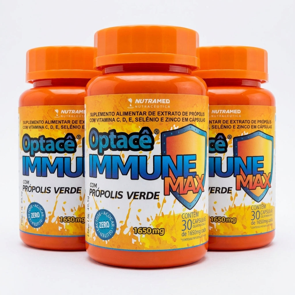 Optacê Immune Max (Vit. C + D + E + Selênio + Zinco + Própolis) | 30 Cápsulas