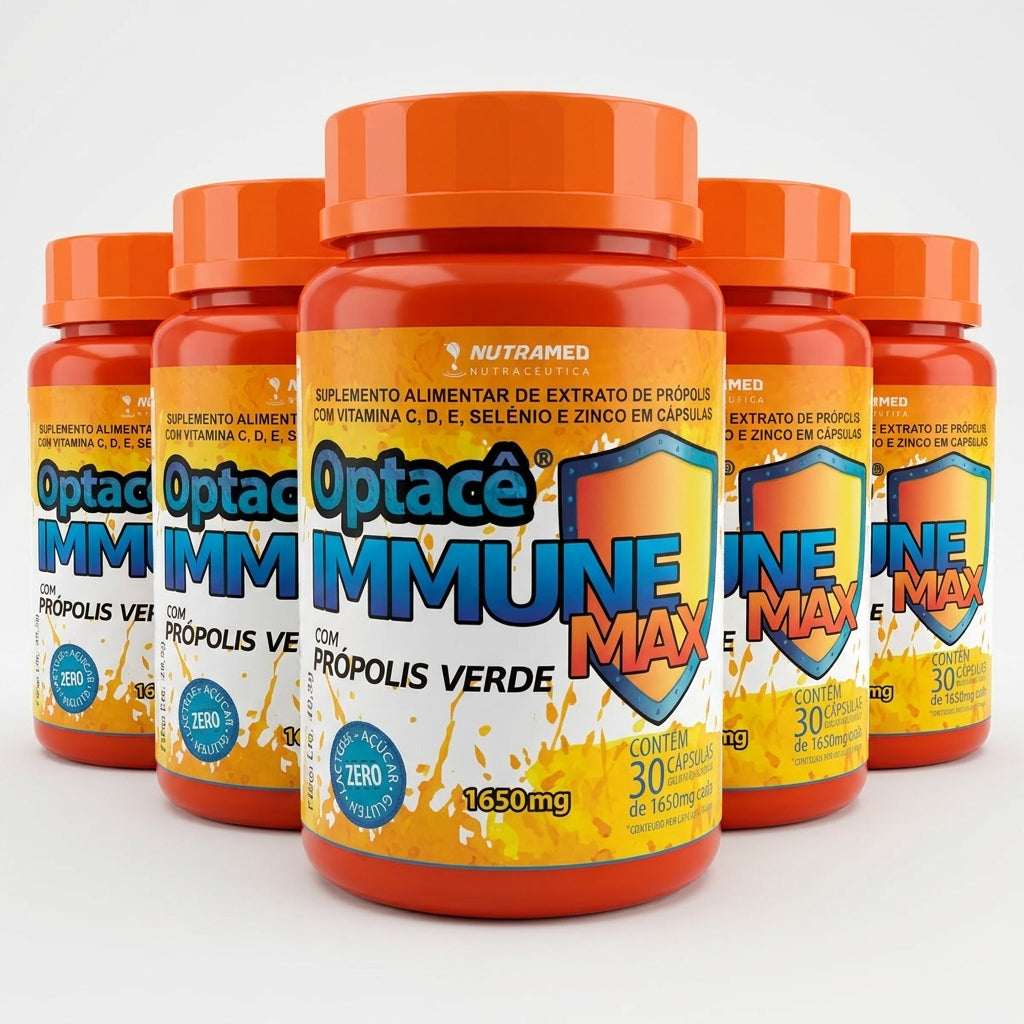 Optacê Immune Max (Vit. C + D + E + Selênio + Zinco + Própolis) | 30 Cápsulas