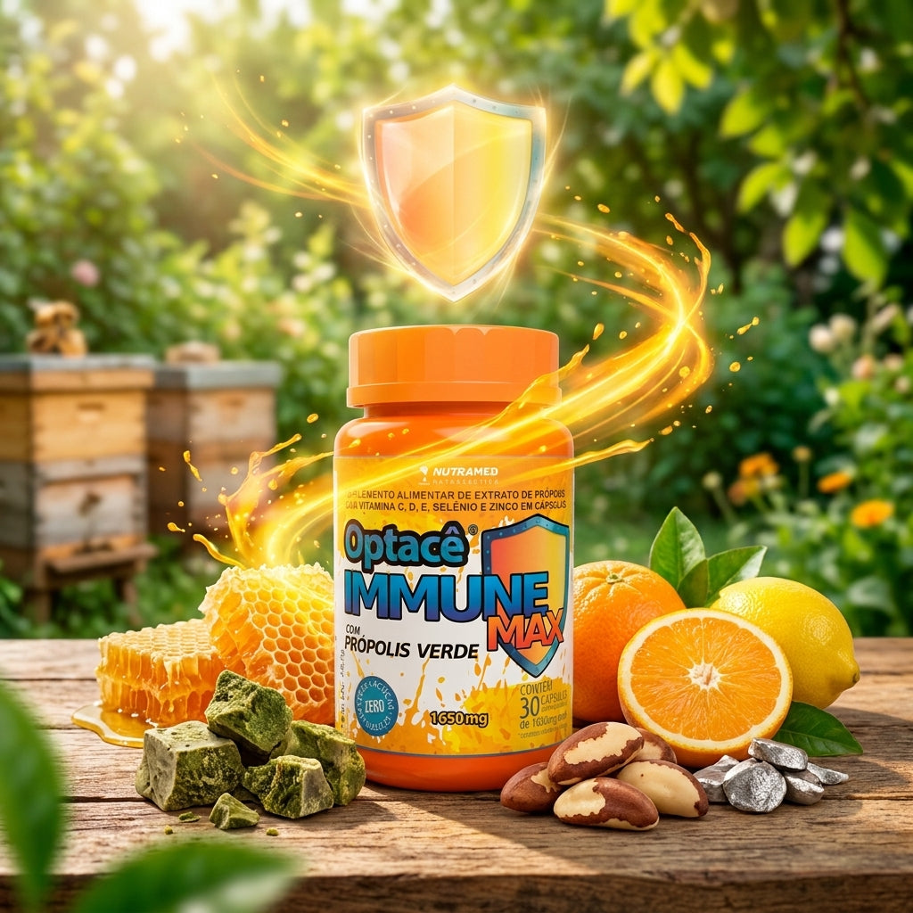 Optacê Immune Max (Vit. C + D + E + Selênio + Zinco + Própolis) | 30 Cápsulas