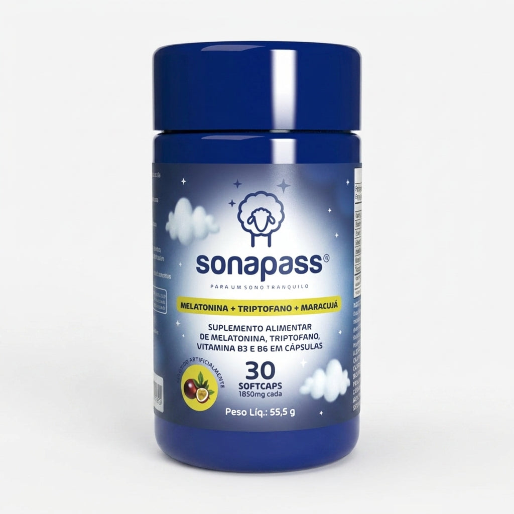 Sonapass (Melatonina + Triptofano + Maracujá + Vitaminas B3 e B6) | 30 cápsulas