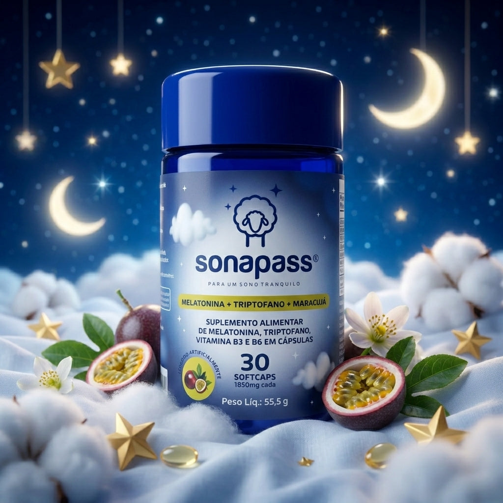 Sonapass (Melatonina + Triptofano + Maracujá + Vitaminas B3 e B6) | 30 cápsulas